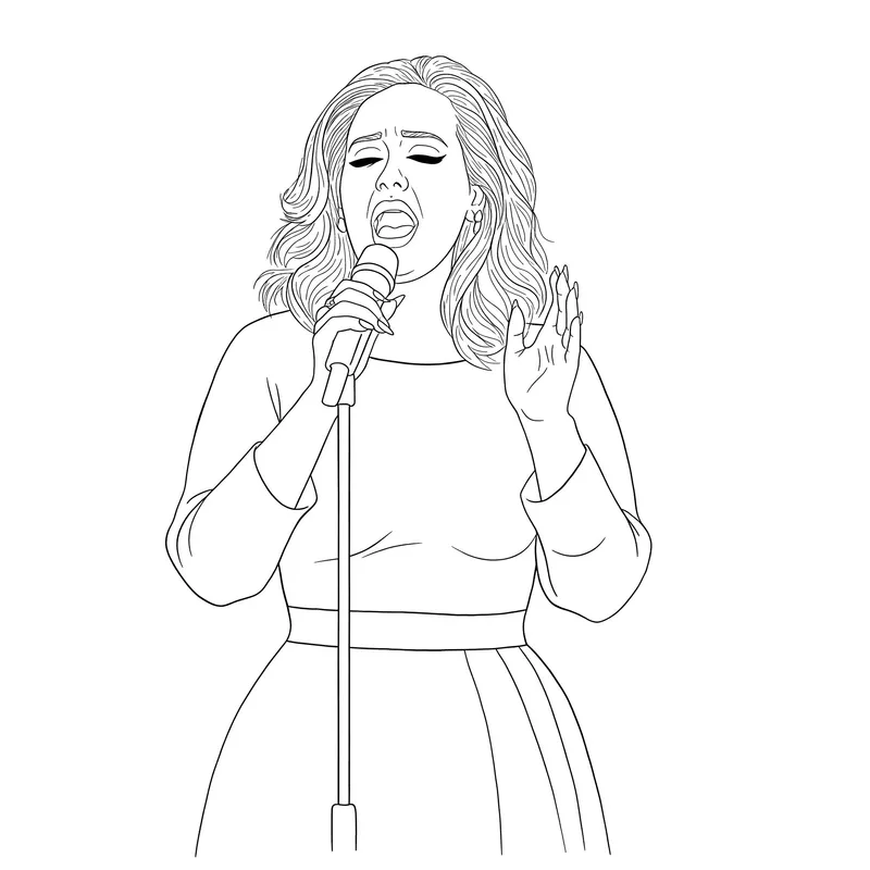 Adele Singing Sensation Coloring Page coloring page