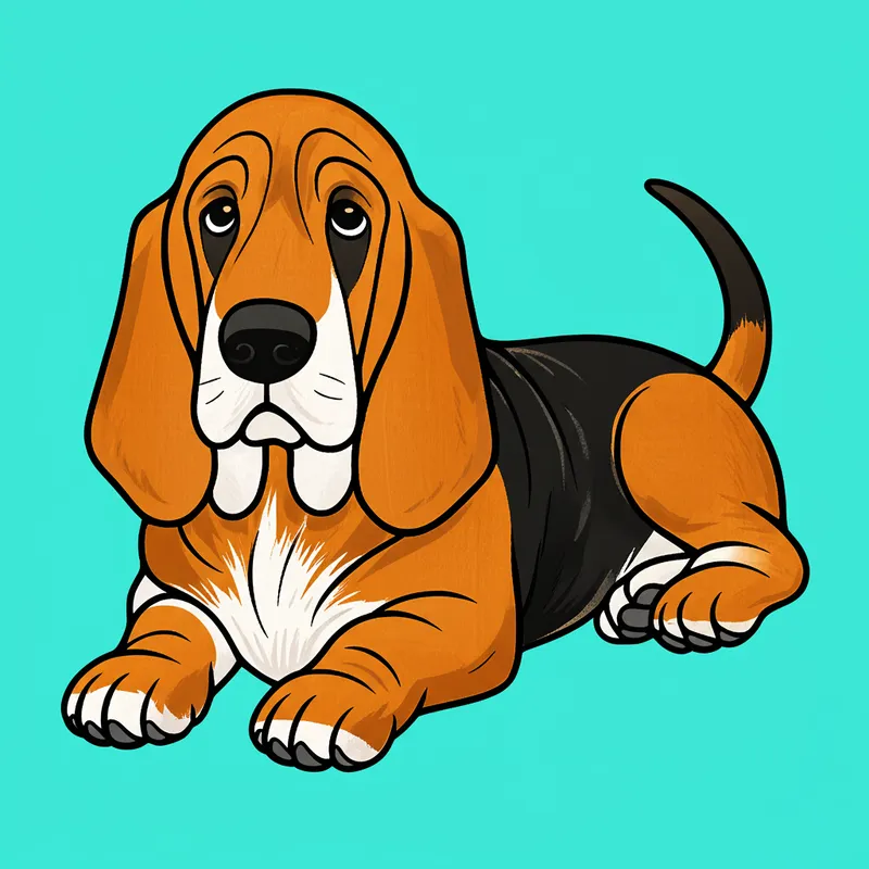 Adorable Basset Hound Coloring Page colored reference