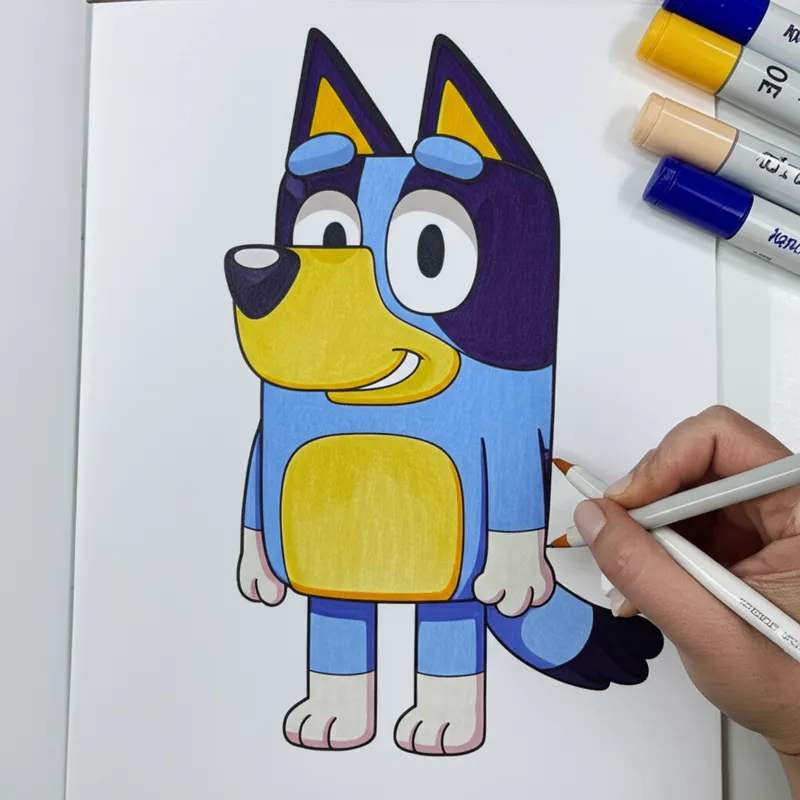 Adorable Bluey Heeler Coloring Page colored reference