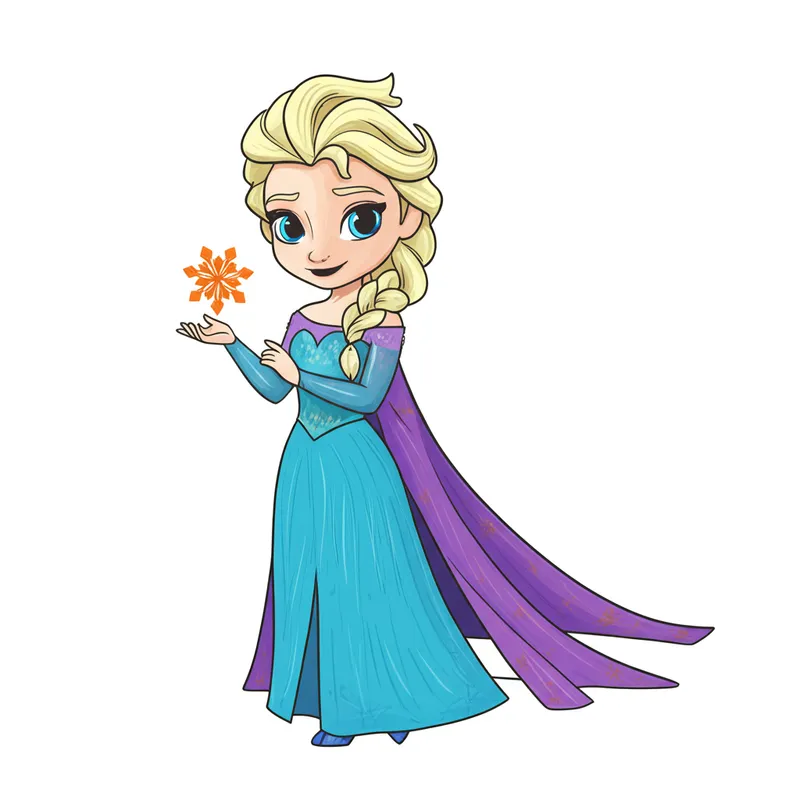 Adorable Chibi Elsa Coloring Page colored reference