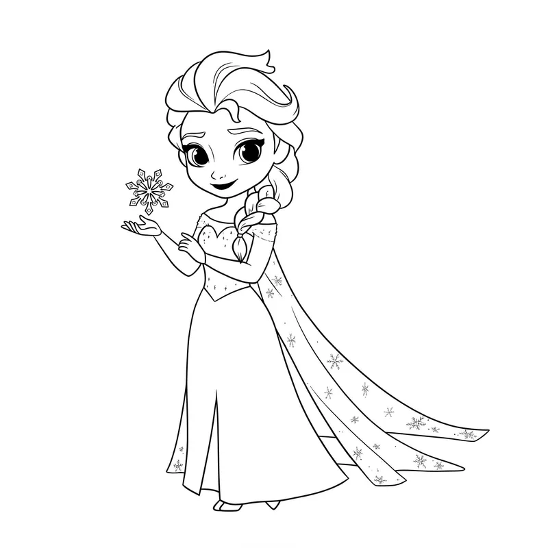 Adorable Chibi Elsa Coloring Page coloring page