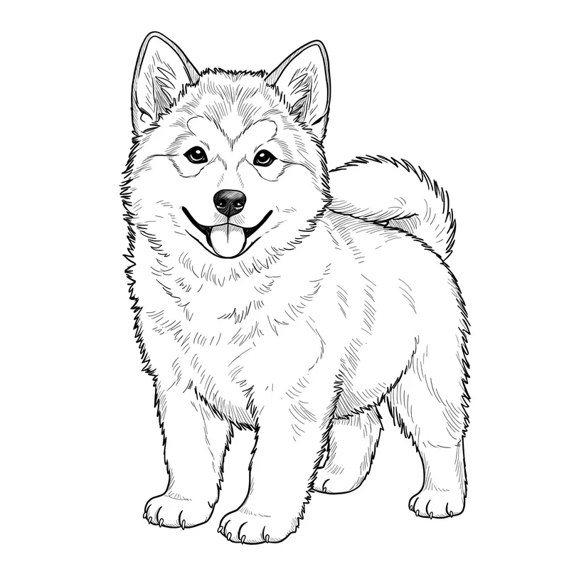 Adorable Fluffy Puppy Coloring Page coloring page