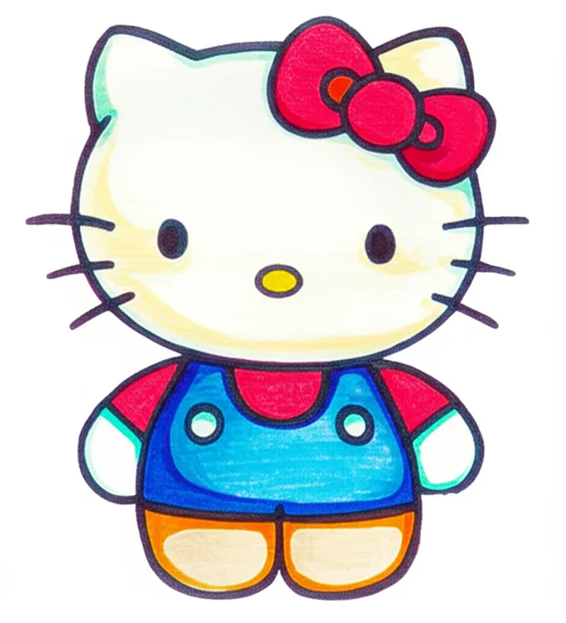 Adorable Hello Kitty Coloring Page colored reference