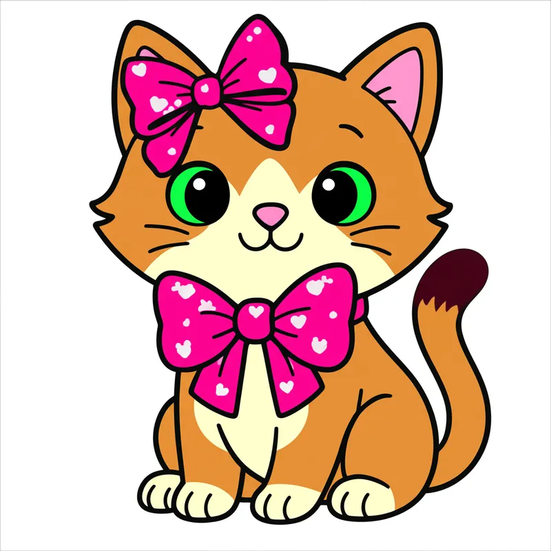Adorable Kitten with Bow Tie Coloring Page colored reference