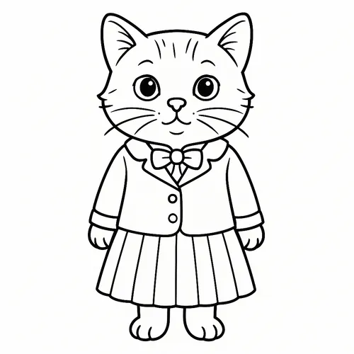 Adorable School Kitty Coloring Page coloring page