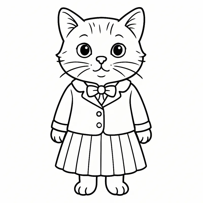 Adorable School Kitty Coloring Page coloring page