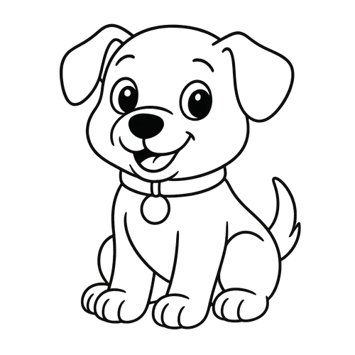 Adorable Sitting Puppy Coloring Page coloring page