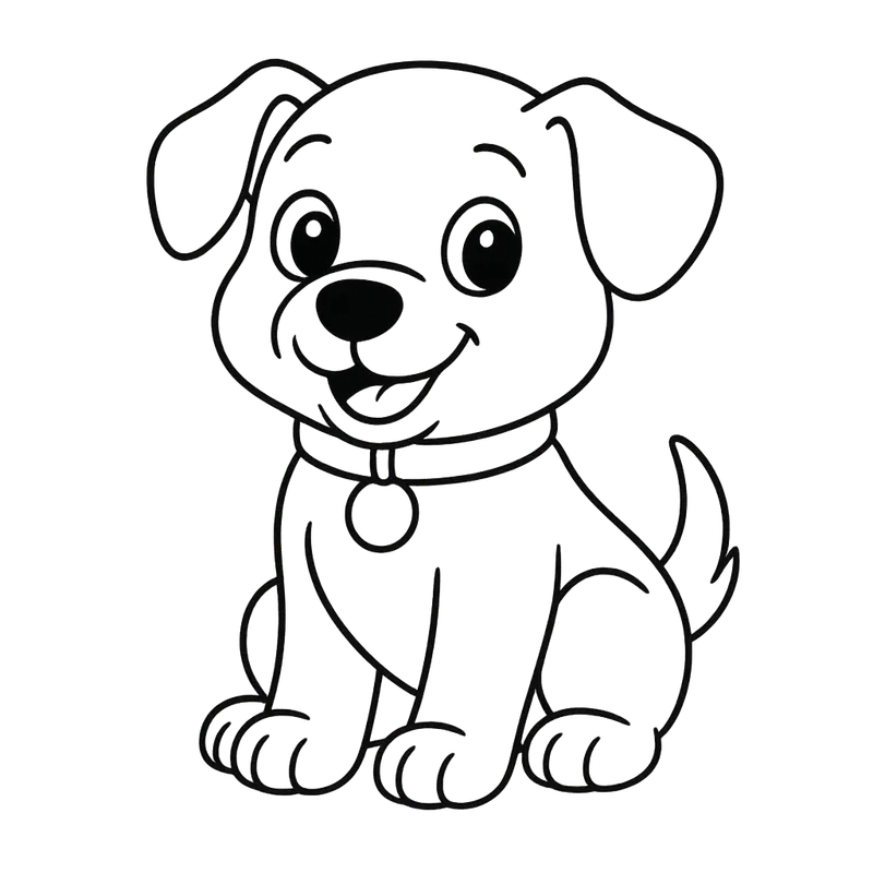 Adorable Sitting Puppy Coloring Page coloring page