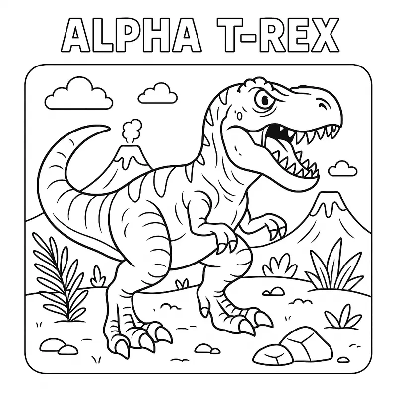Alpha T-Rex Dinosaur Coloring Page coloring page