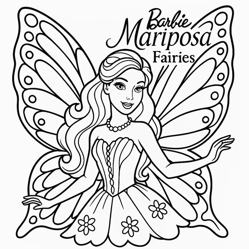 Enchanting Barbie Mariposa Fairy Coloring Page coloring page