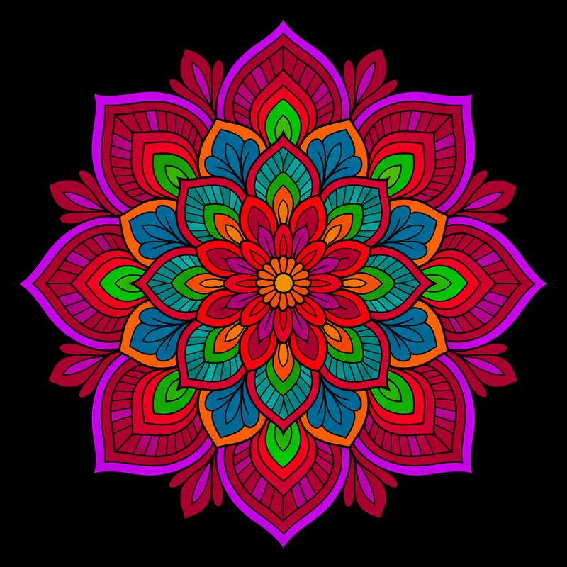 Beautiful Flower Mandala Coloring Page colored reference