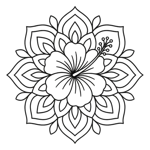 Beautiful Hibiscus Flower Mandala Coloring Page coloring page