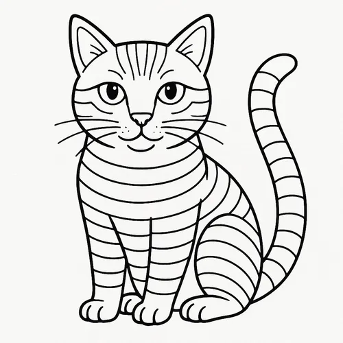 Charming Striped Cat Coloring Page coloring page