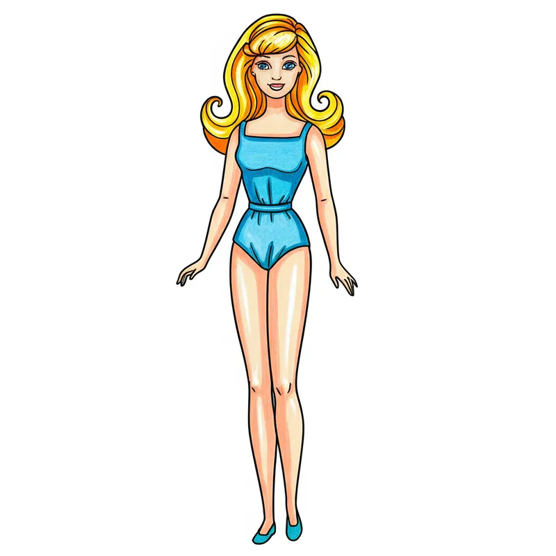 Chic Fashion Doll Coloring Page colored reference