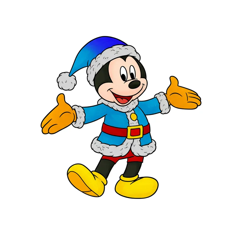 Christmas Mickey Mouse Santa Coloring Page colored reference