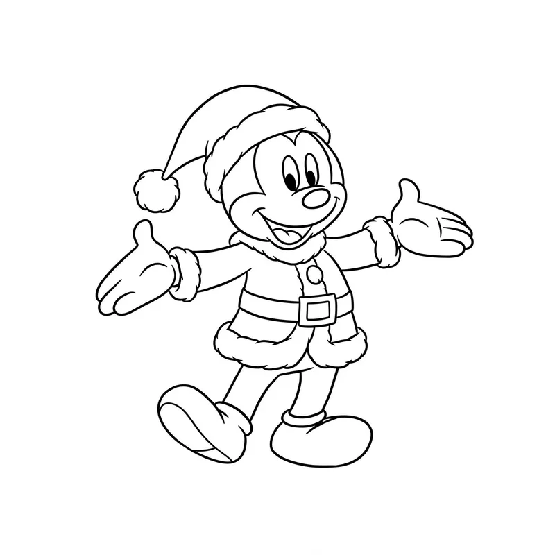 Christmas Mickey Mouse Santa Coloring Page coloring page