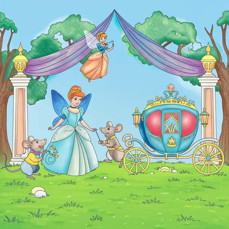 Cinderella's Magical Night Coloring Page colored reference