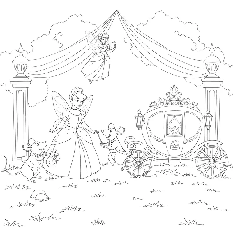 Cinderella's Magical Night Coloring Page coloring page