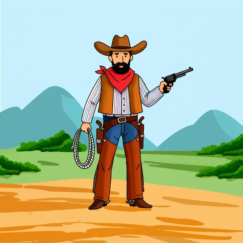 Classic Cowboy Coloring Page colored reference