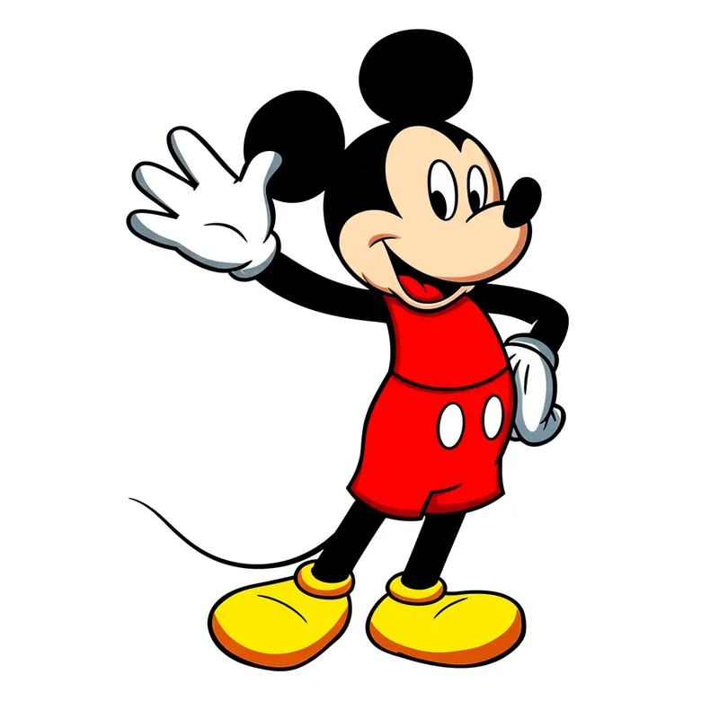 Classic Mickey Mouse Waving Coloring Page colored reference