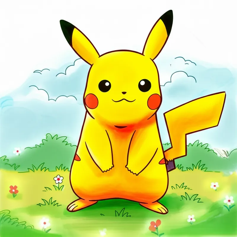 Classic Pikachu Pokémon Coloring Page colored reference
