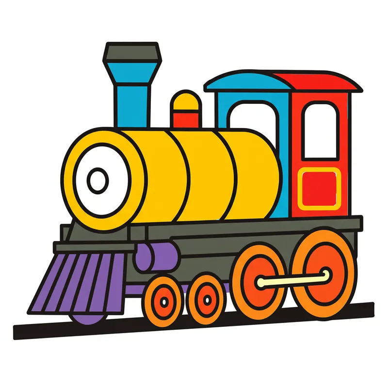 Classic Steam Train Coloring Page colored reference