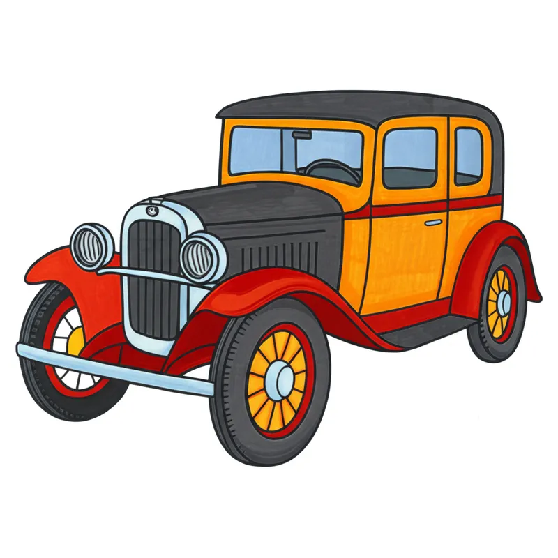 Classic Vintage Car Coloring Page colored reference