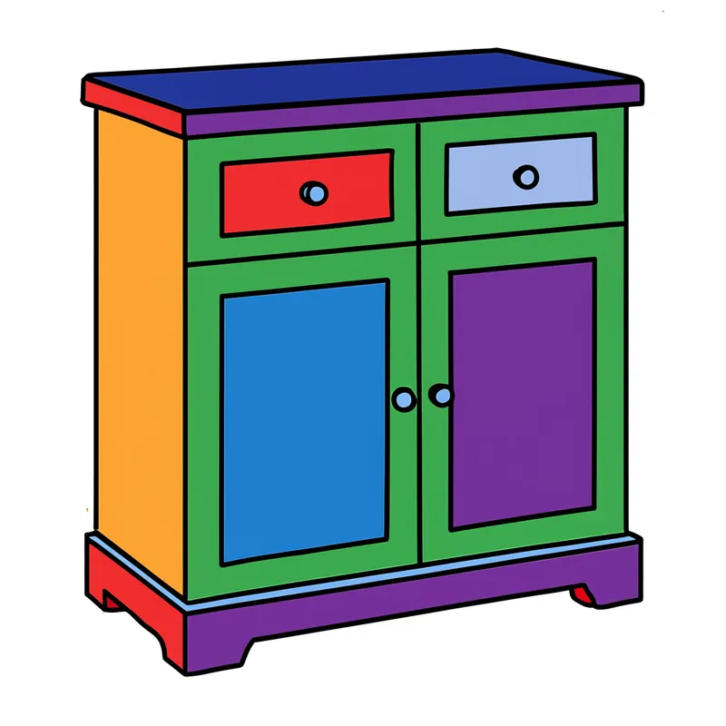 Classic Wooden Cabinet Coloring Page colored reference