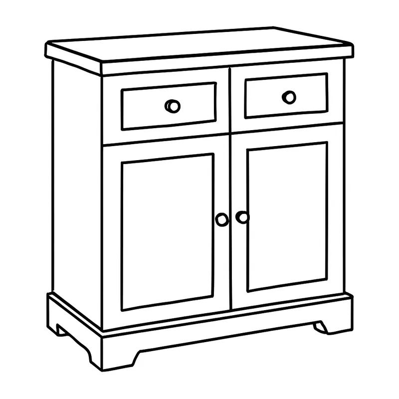 Classic Wooden Cabinet Coloring Page coloring page