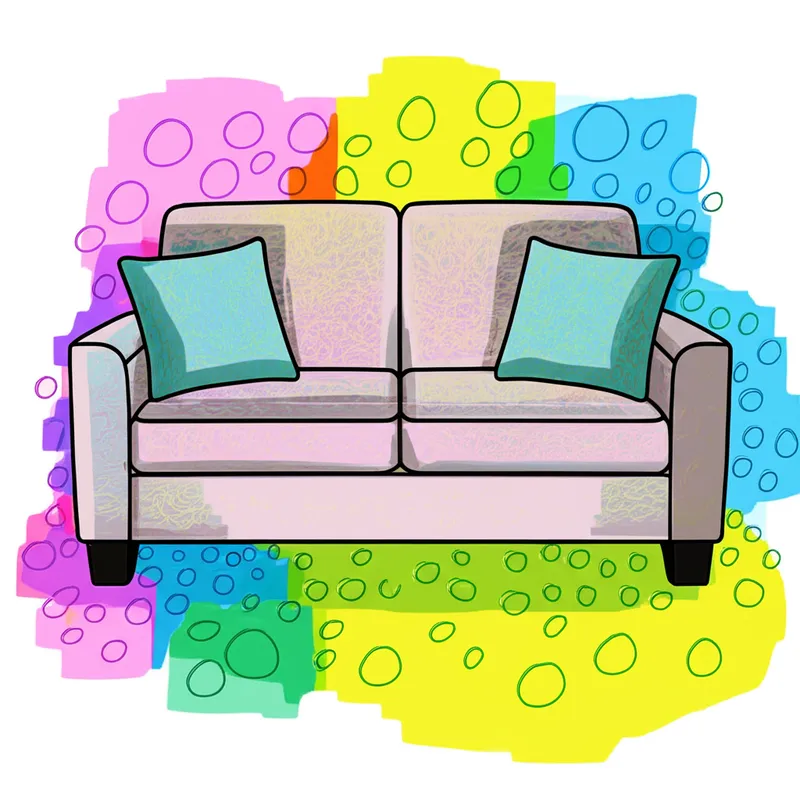 Comfy Two-Seater Sofa Coloring Page colored reference