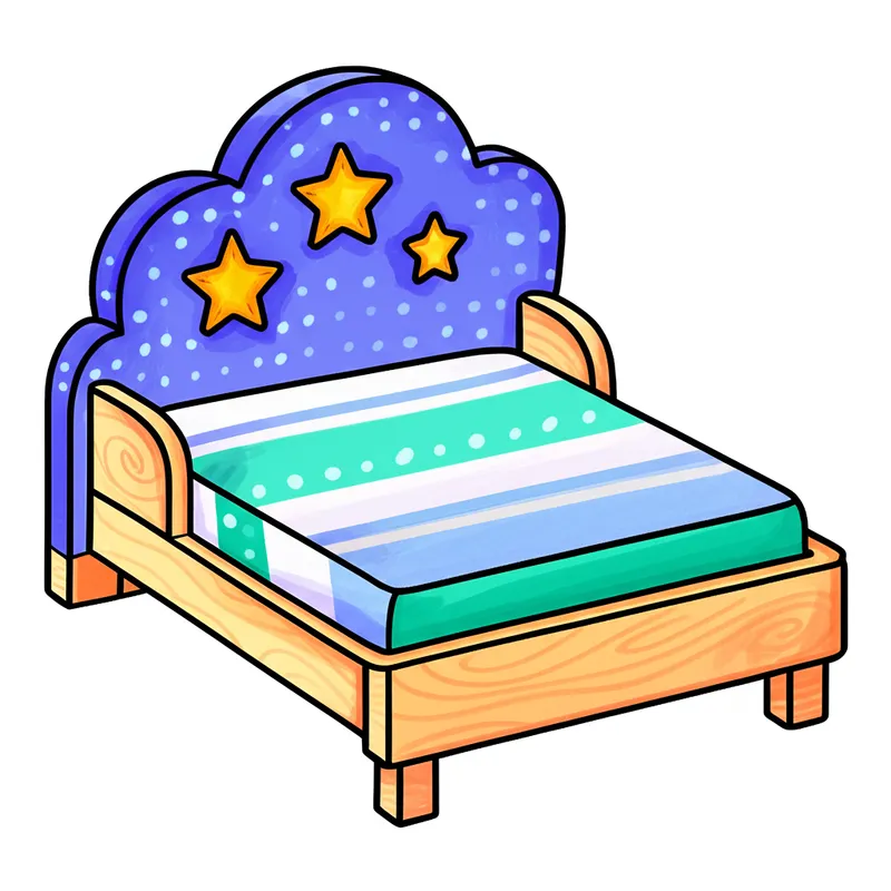 Cozy Cloud and Stars Bed Coloring Page colored reference