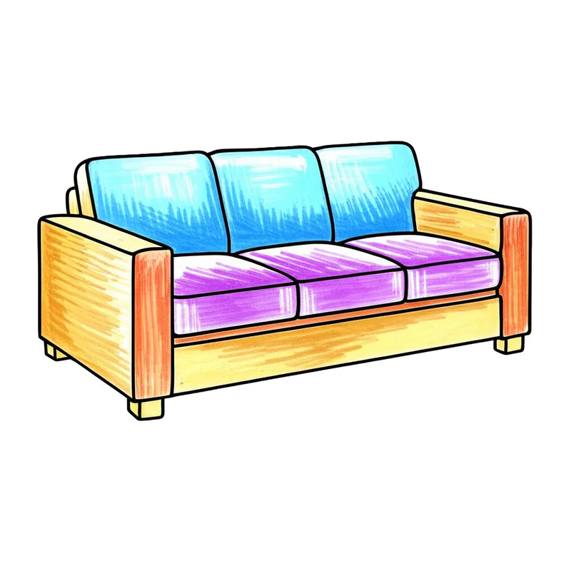 Cozy Modern Sofa Coloring Page colored reference
