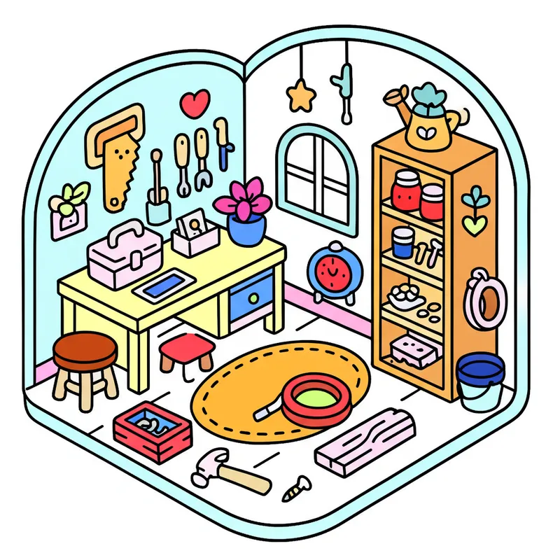 My Cozy Workshop Coloring Page colored reference