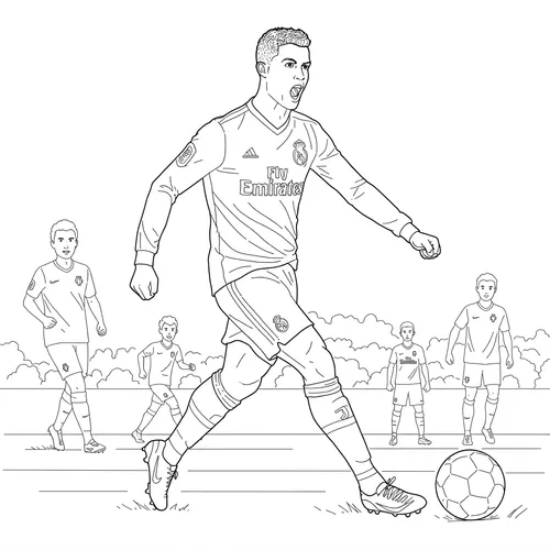 Cristiano Ronaldo Dynamic Kick Coloring Page coloring page