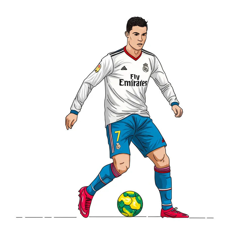 Cristiano Ronaldo Real Madrid Action Coloring Page colored reference