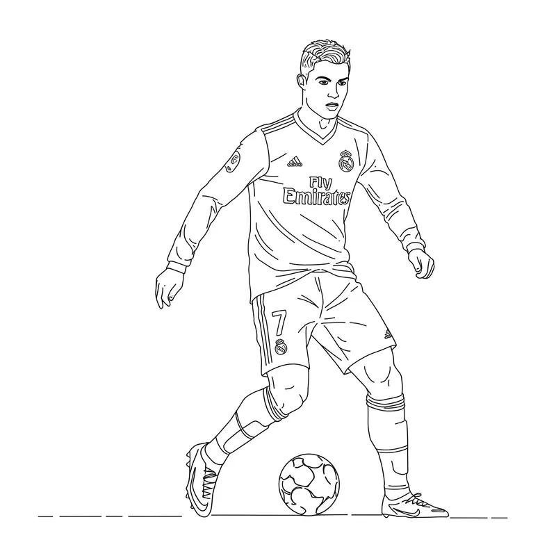Cristiano Ronaldo Real Madrid Action Coloring Page coloring page