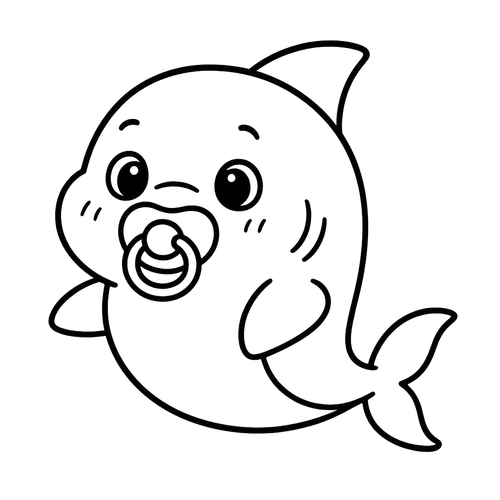 Cute Baby Shark with Pacifier Coloring Page coloring page