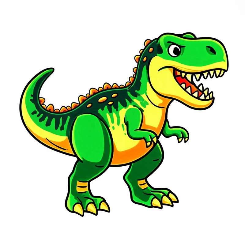Cute Cartoon T-Rex Dinosaur Coloring Page colored reference