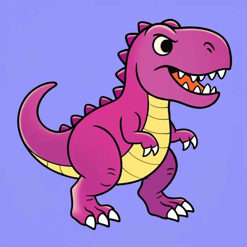 Cute Cartoon T-Rex Coloring Page colored reference