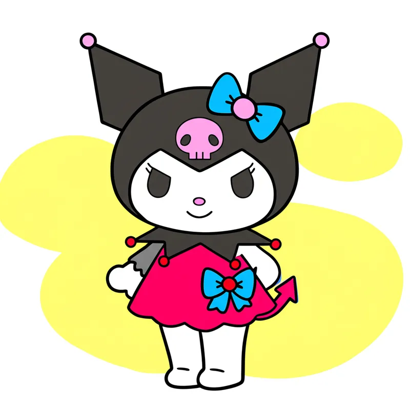 Cute & Cheeky Kuromi Coloring Page colored reference