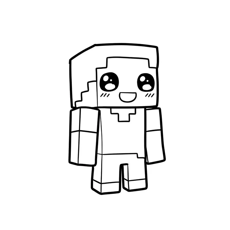 Cute Chibi Minecraft Steve Coloring Page coloring page