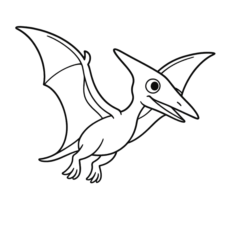 Cute Pterodactyl Flying Coloring Page coloring page