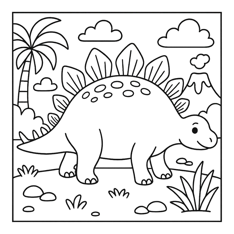 Cute Stegosaurus Dinosaur Coloring Page coloring page