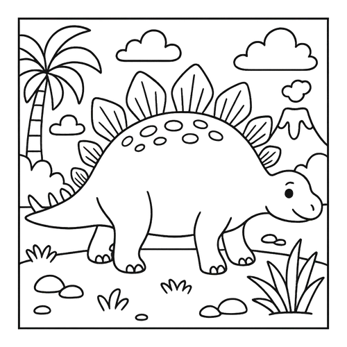 Cute Stegosaurus Dinosaur Coloring Page coloring page