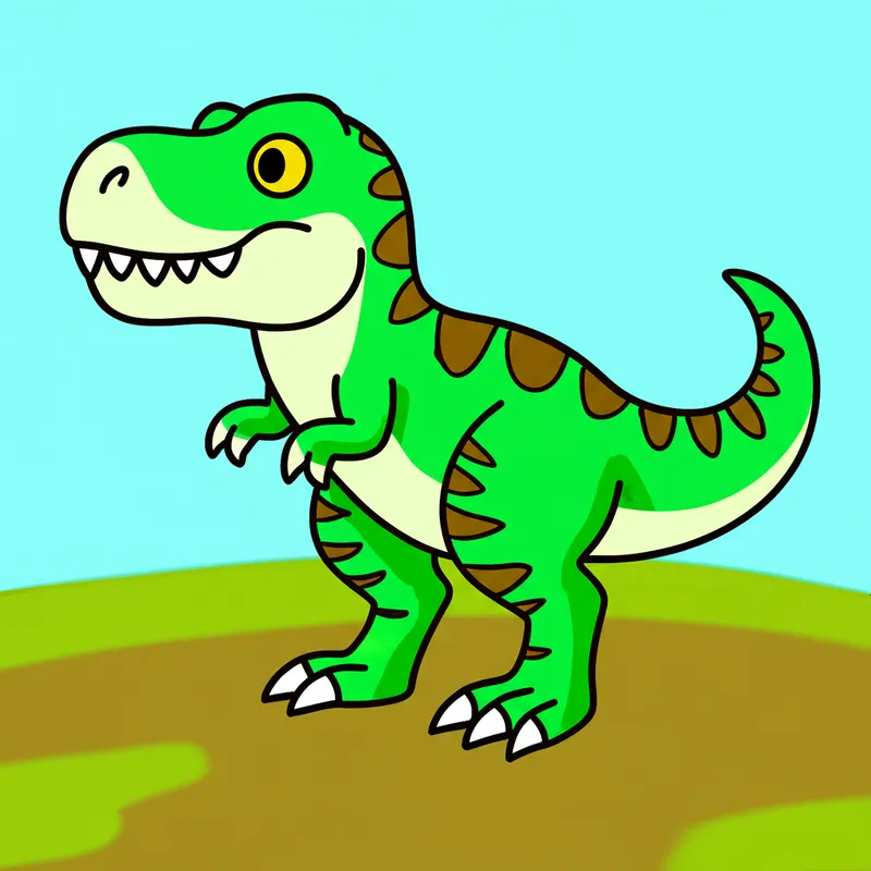 Cute T-Rex Dinosaur Coloring Page colored reference
