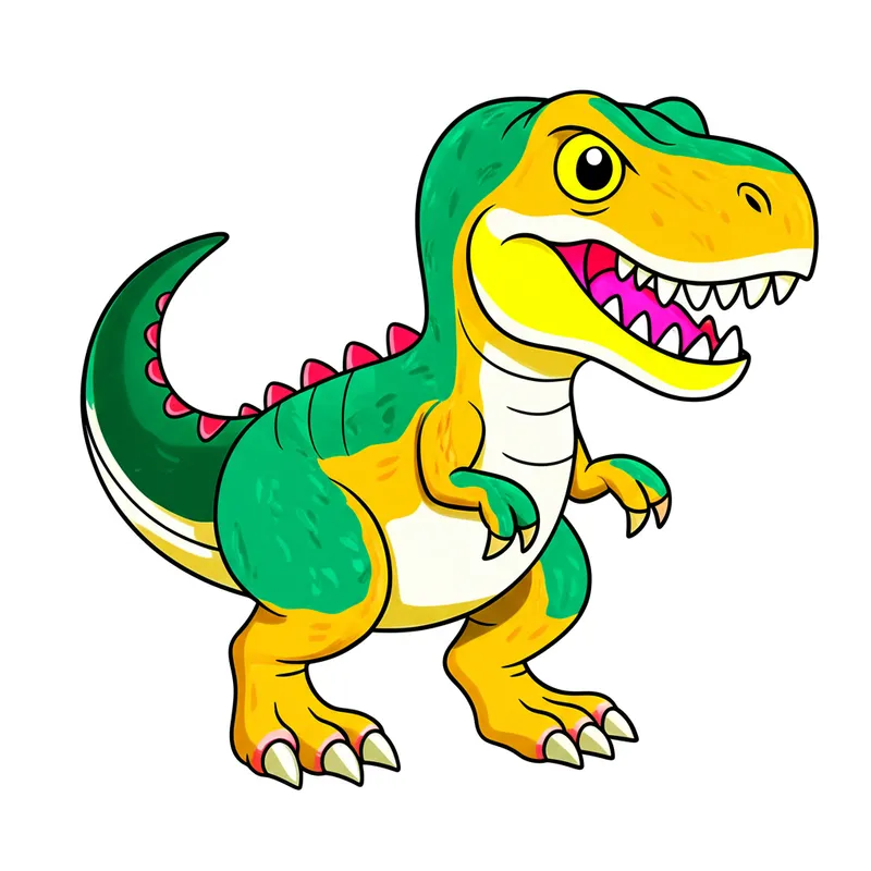Cute T-Rex Dinosaur Coloring Page colored reference