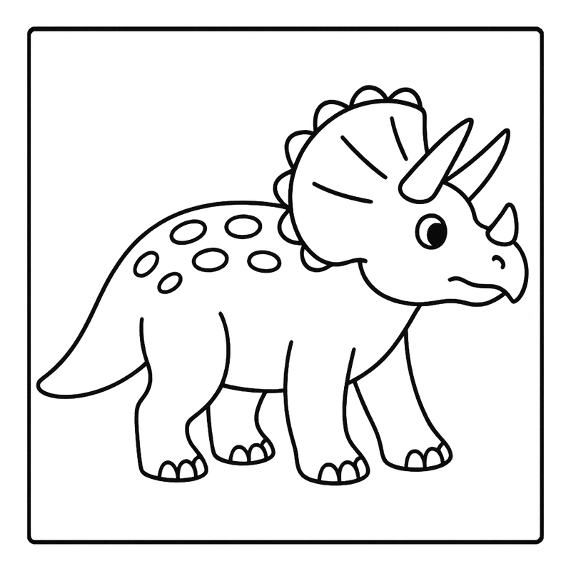 Cute Triceratops Dinosaur Coloring Page coloring page