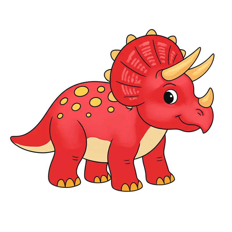 Cute Triceratops Coloring Page colored reference
