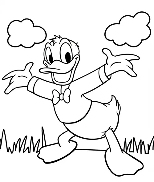 Joyful Donald Duck Classic Pose Coloring Page coloring page
