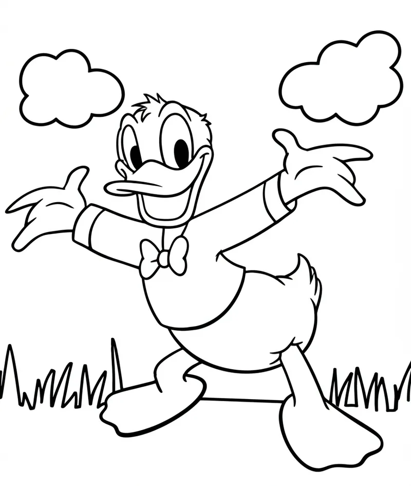 Joyful Donald Duck Classic Pose Coloring Page coloring page
